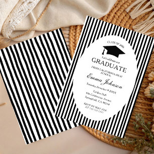 Trendy Chic  Minimalist Stripe  Graduation Invitation