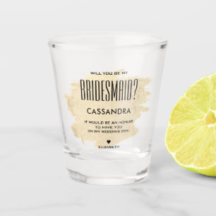 Trendy Chic Modern Gold Smudge Bridesmaid Proposal Shot Glass
