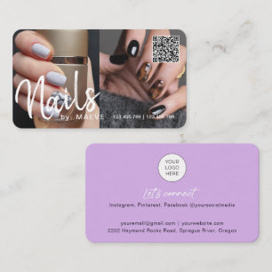 Trendy chic modern QR code nails photo Business Bu Business Card