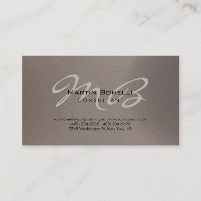 Trendy Chic Monogram Consultant Business Card (Front)