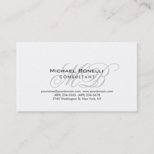 Trendy Chic Monogram Consultant Business Card (Front)