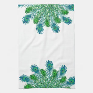 Trendy Chic Peacock Feathers Kitchen Towel