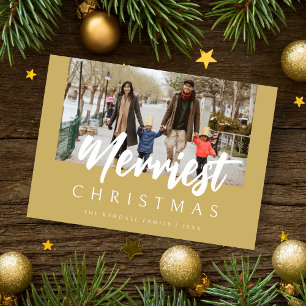 Trendy Chic Photo Merriest Christmas Quote Holiday Card