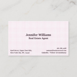 Trendy Chic Pink Check Pattern Modern Professional Business Card