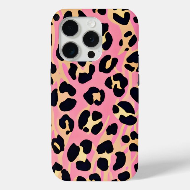 Trendy Chic Pink Peach Leopard Animal Print Case-Mate iPhone Case (Back)