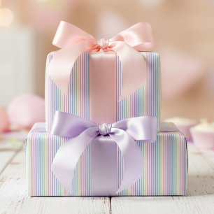 Trendy Chic Rainbow Stripes Wrapping Paper