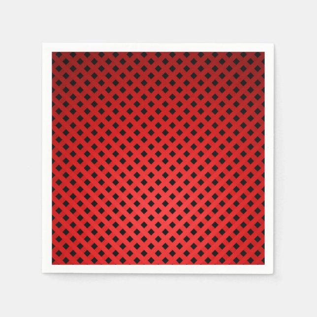 Trendy & Chic Red & Black Stripe Pattern Napkin (Front)