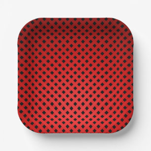 Trendy & Chic Red & Black Stripe Pattern Paper Plate