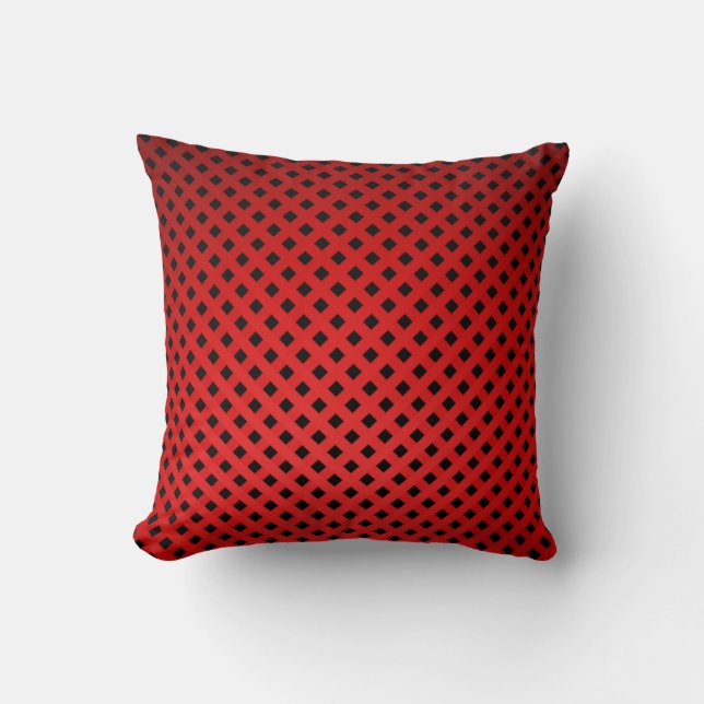 Trendy & Chic Red & Black Stripe Pattern Throw Pillow (Front)