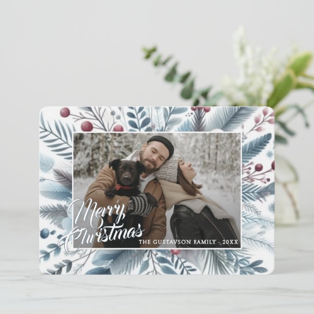 Trendy Chic Red Floral Berries Holiday Wreath (Standing Front)