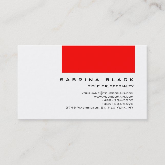 Trendy Chic Red White Consultant Business Card (Front)