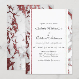 Trendy Chic Rose Gold Marble Wedding Celebration Invitation