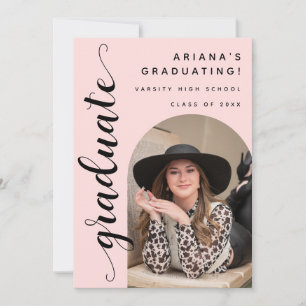 Trendy Chic Script Graduation Open House Invitation
