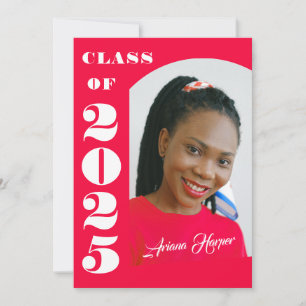 Trendy Chic Script Pink Class Of 2025 Graduation Announcement