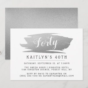 Trendy & Chic Silver Foil Ladies Birthday Invitation