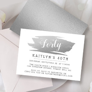 Trendy & Chic Silver Foil Ladies Birthday Invitation