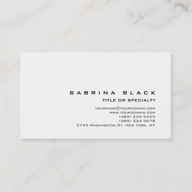 Trendy Chic White Consultant Business Card (Front)