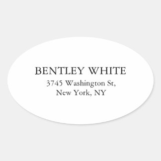 Trendy Chic White Stylish Simple Plain Elegant Oval Sticker