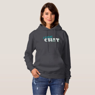 Trendy Chill Out J'aime Chat Hoodie Grey BlueGreen