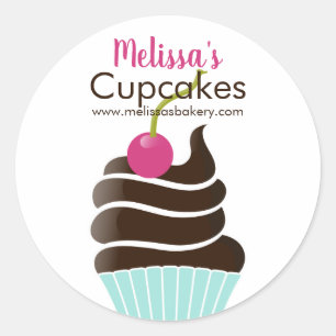 Trendy chocolate cherry jar or box sticker