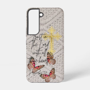 Trendy Christian Knitwear Rose Butterflies Cross Samsung Galaxy Case