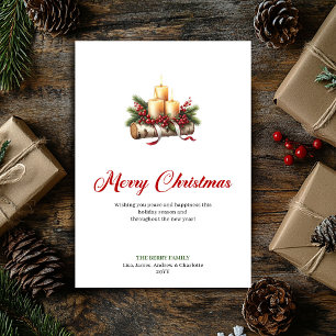 Trendy Christmas candles rustic holiday greeting Card