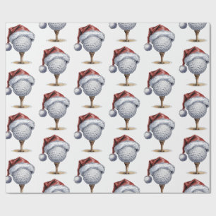 Trendy Christmas Golf Ball Tee With Santa Hat     Wrapping Paper