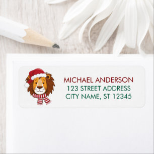 Trendy Christmas King Lion Santa Return Address   