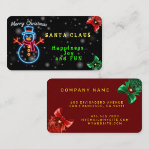 Trendy Christmas Neon Holiday Collection Business Card