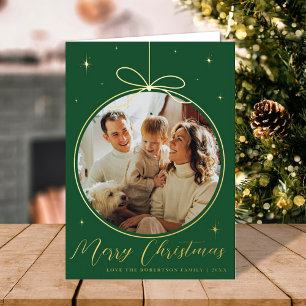 Trendy Christmas Ornament Photo Frame Real Foil Holiday Card