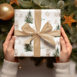 Trendy Christmas Pattern   Watercolor  Wrapping Paper