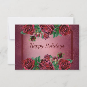Trendy Christmas Pink Flower Holidays Party RSVP Card