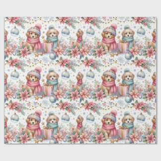 Trendy Christmas Puppies Wrapping Paper