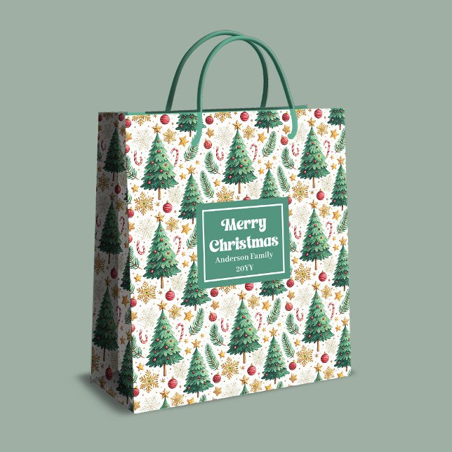 Trendy Christmas trees gift bag editable layout (Trendy Christmas trees gift bag editable layout

)