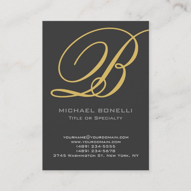 Trendy chubby modern grey gold business card (Front)