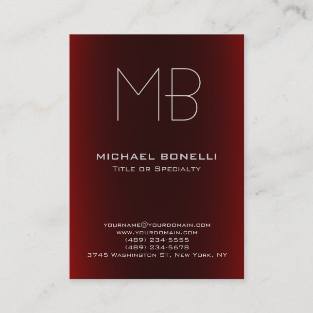 Trendy chubby modern red background business card (Front)