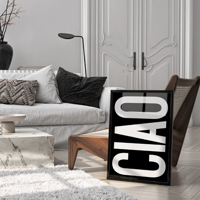 Trendy Ciao Typography Black And White Art Poster (Creator Uploaded)