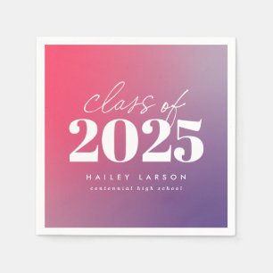 Trendy Class of 2024 Pink Gradient Graduation Napkin