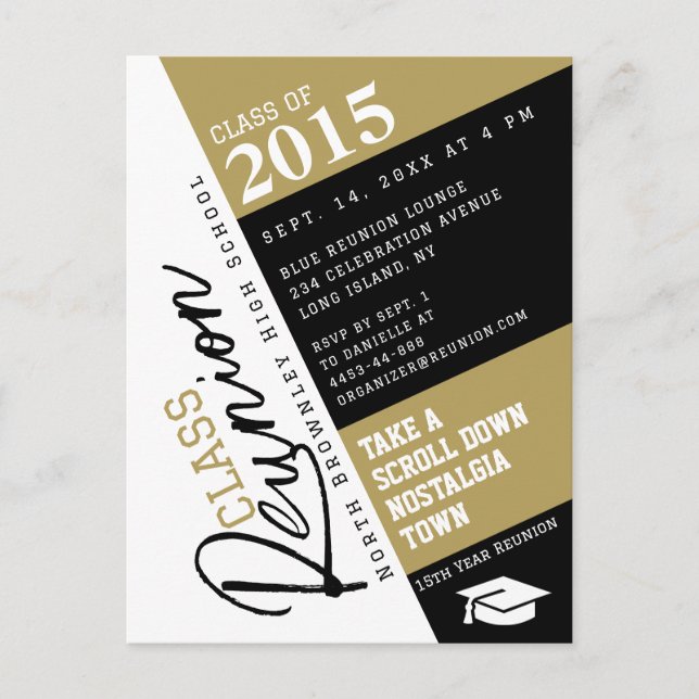 Trendy Class Reunion Design Invitation Postcard (Front)