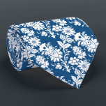Trendy Classic Blue Floral Groomsmen Wedding Tie<br><div class="desc">This dapper groomsmen necktie features a white floral pattern on a trendy classic blue background.</div>