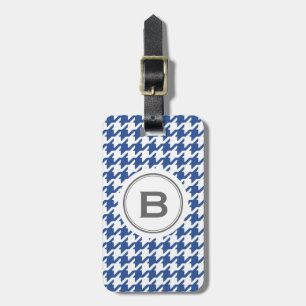 Trendy classic grey houndstooth with monogram luggage tag