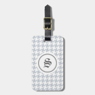 Trendy classic grey houndstooth with monogram luggage tag
