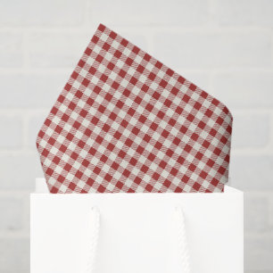 Trendy Classic Red and Cream Gingham Check Pattern Tissue Paper