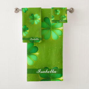 Trendy Clover 4 Lists Green Collection Bath Towel Set