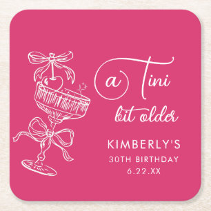 Trendy Cocktail A Tini Bit Older 30th Birthday Square Paper Coaster