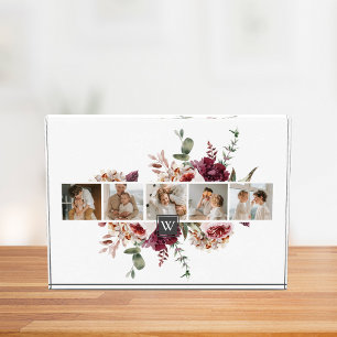 Trendy Collage Family Photo Colourful Flowers Gift Block