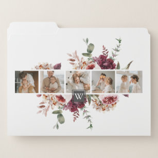 Trendy Collage Family Photo Colourful Flowers Gift File Folder