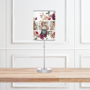 Trendy Collage Family Photo Colourful Flowers Gift Table Lamp