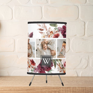 Trendy Collage Family Photo Colourful Flowers Gift Tripod Lamp