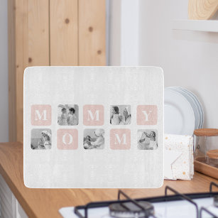 Trendy Collage Photo & Pastel Pink Best Mommy Gift Cutting Board
